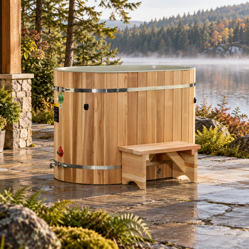 Dynamic Cold Therapy 50″ Pacific Cedar Oval Cold Plunge – PVC Interior
