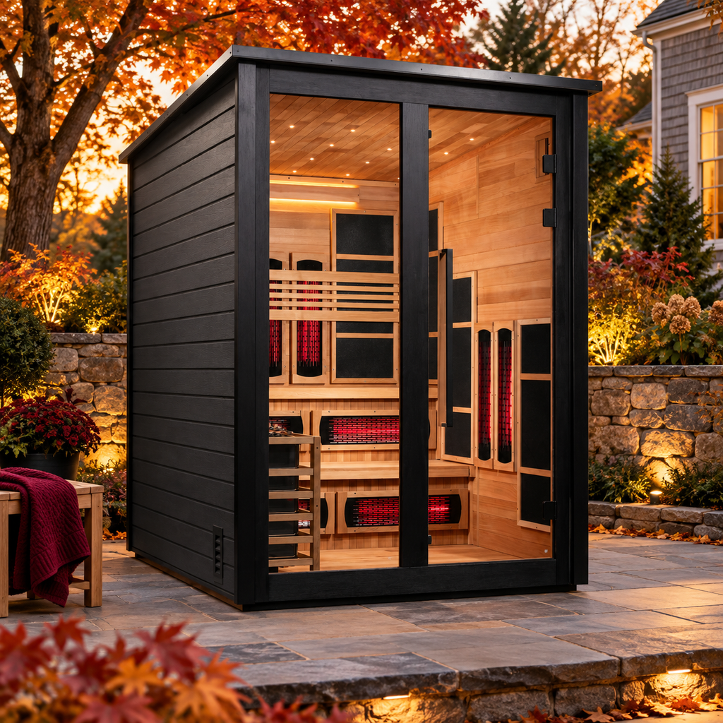 Golden Designs Kaskinen Black 6 Person Outdoor Barn Hybrid Sauna
