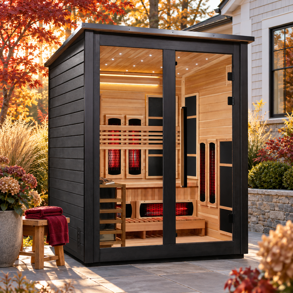 Golden Designs Loviisa Black 3 Person Outdoor Barn Hybrid Sauna