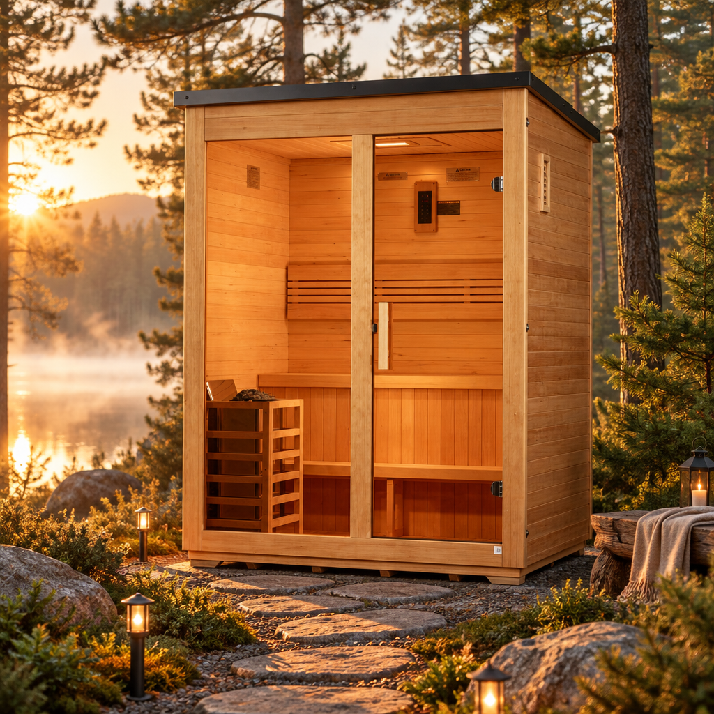 Golden Designs Arlberg 3 Person Outdoor Flat Roof Classic Traditional Sauna