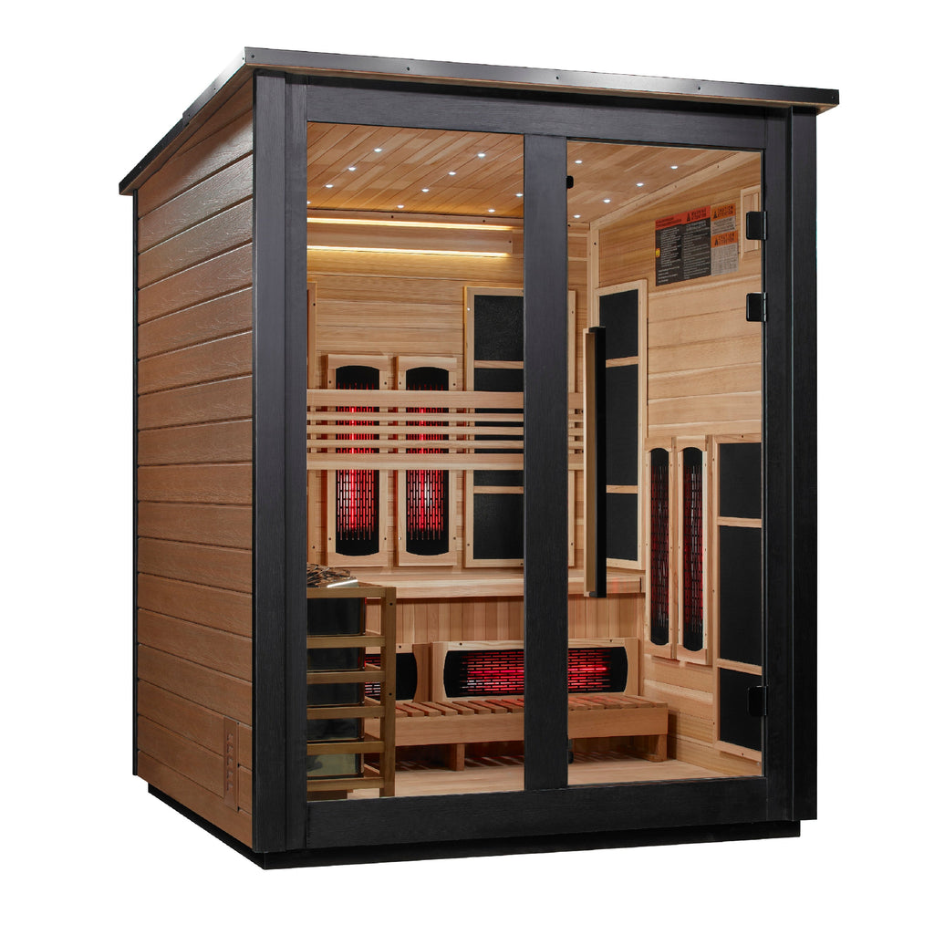 Golden Designs Loviisa 2 Tone 3 person outdoor sauna, front view, GDI-8523-03