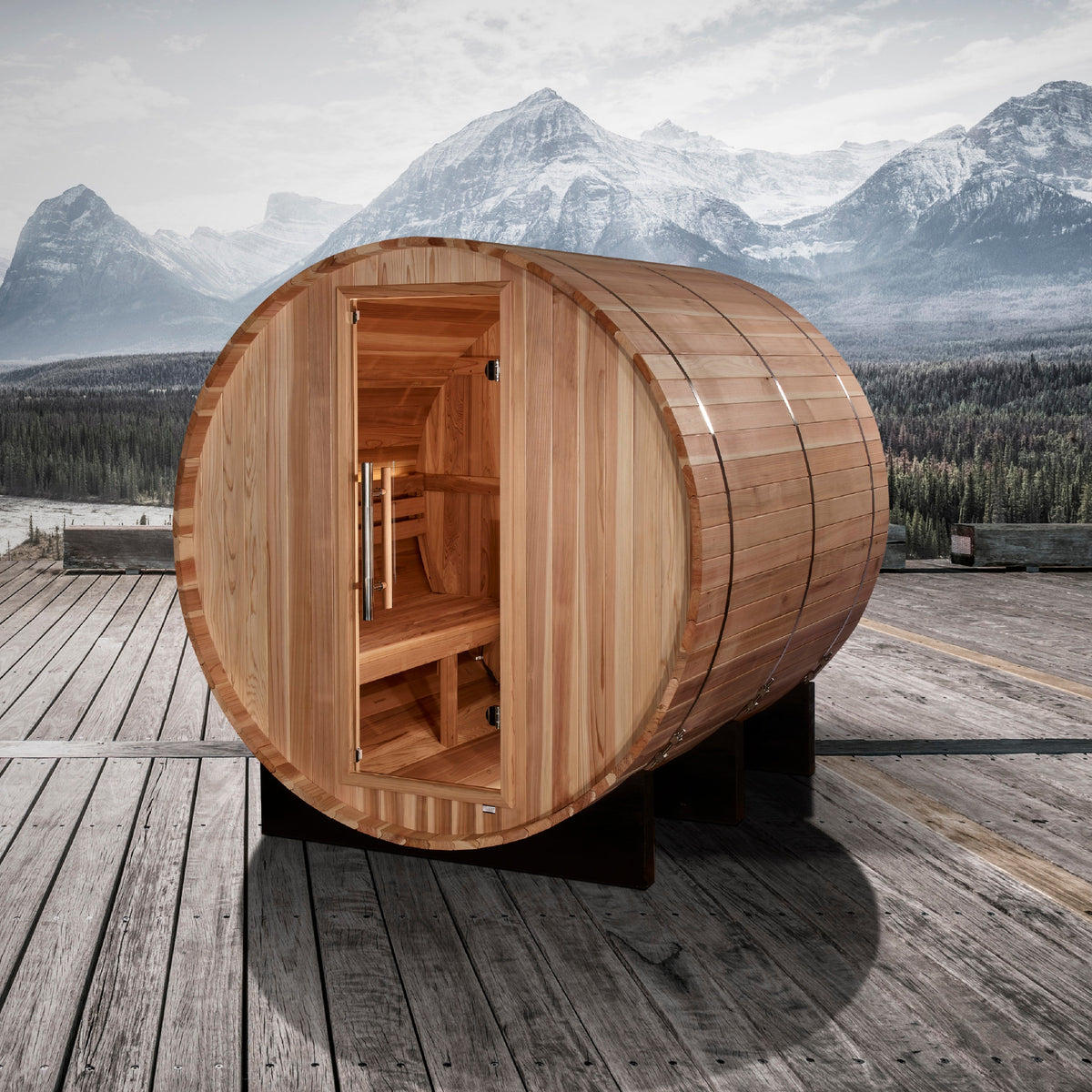 Golden Designs Arosa 4 person outdoor barrel traditional sauna, GDI-B004-01