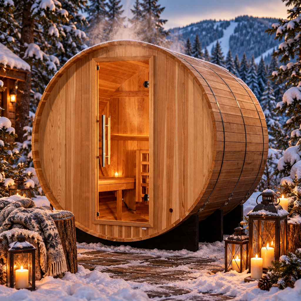 Golden Designs Arosa 4 Person Outdoor Barrel Traditional Sauna