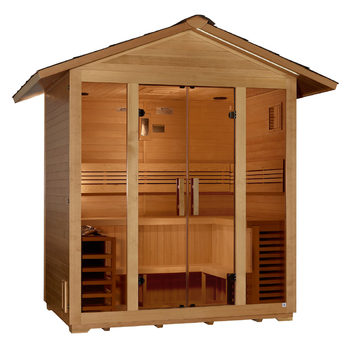 Golden Designs Vorarlberg 5 person outdoor sauna, front view, GDI-8105-01