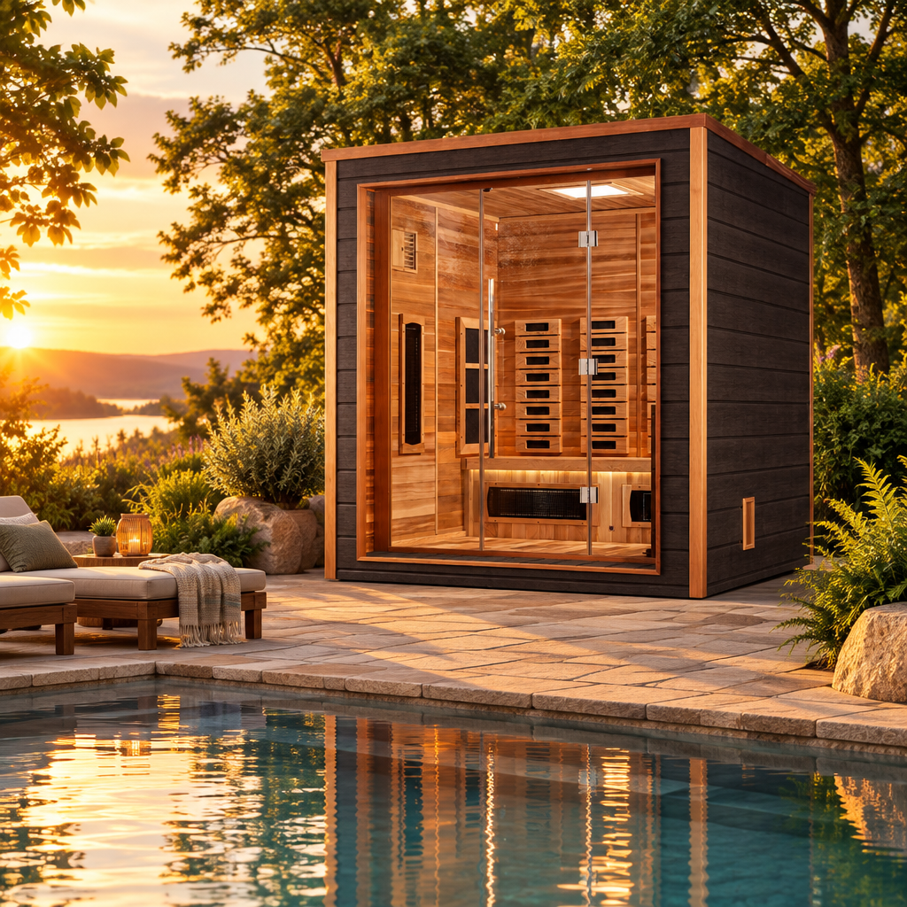 Golden Designs Visby 3 Person Outdoor Modern Hybrid Sauna