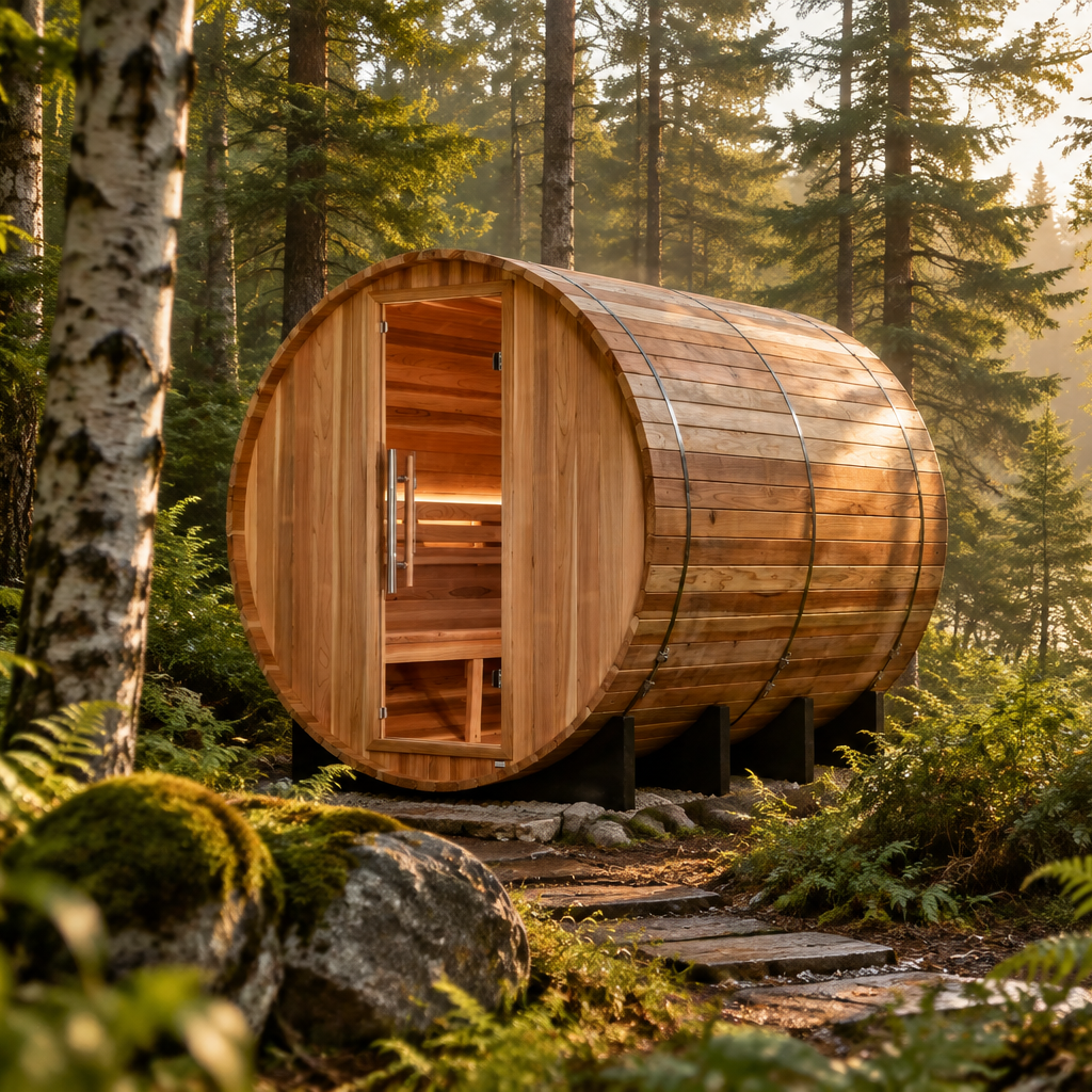 Golden Designs Klosters 6 Person Outdoor Barrel Traditional Sauna