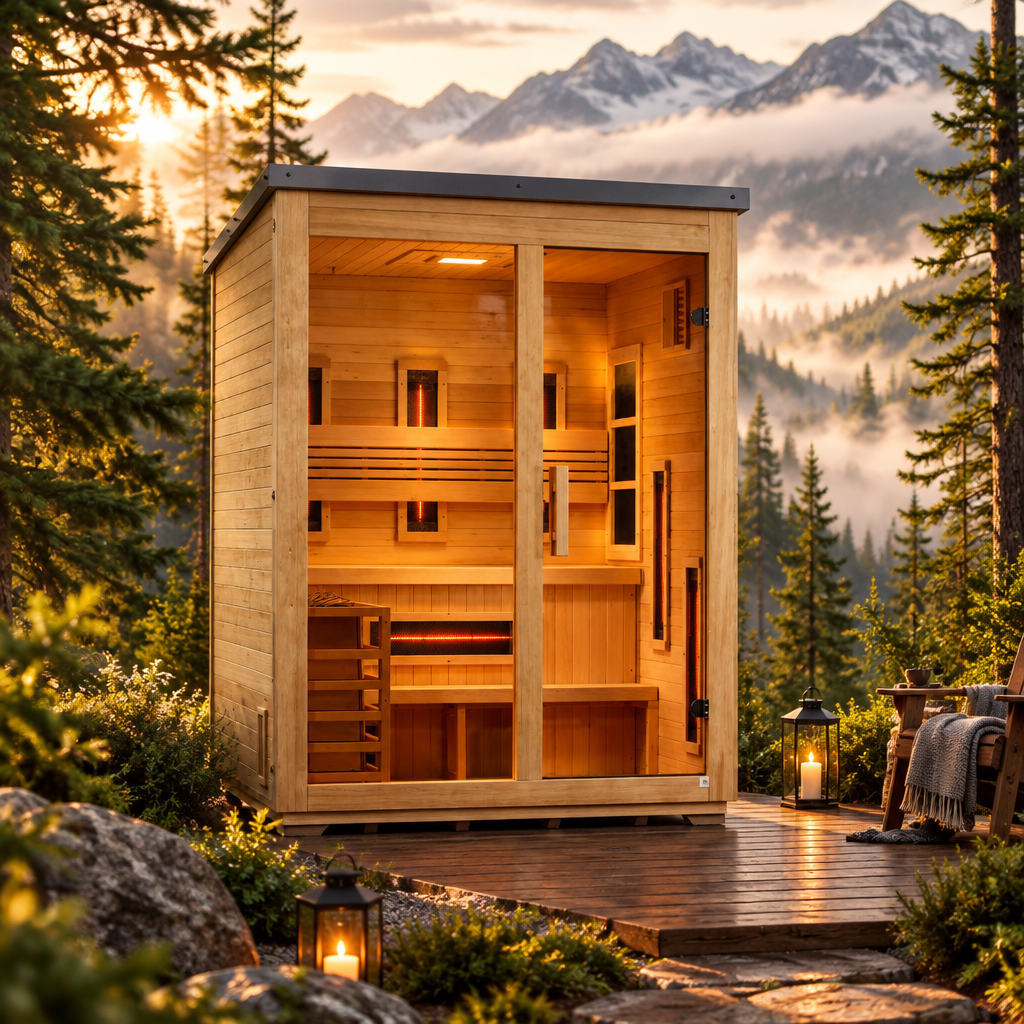 Golden Designs Carinthia 3 Person Outdoor Flat Roof Classic Hybrid Sauna